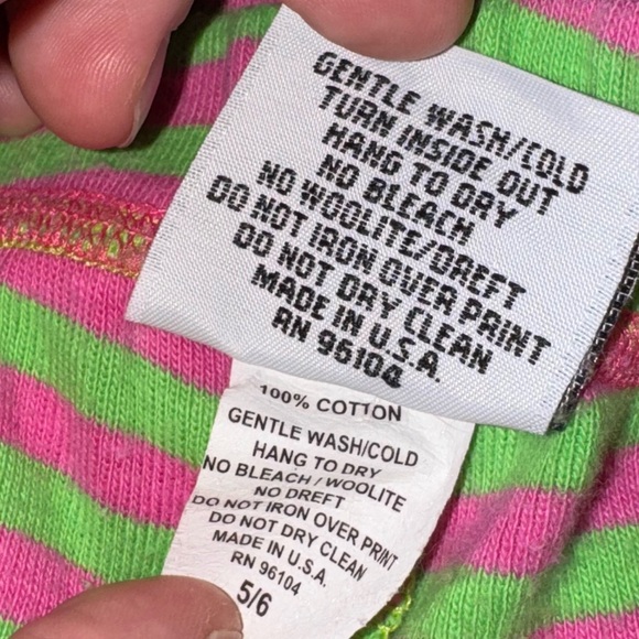 Vintage Miss Tee-V-Us Ruffle Pants Girls 5/6 Pink Green Stripe Polka Dot - Picture 4 of 4